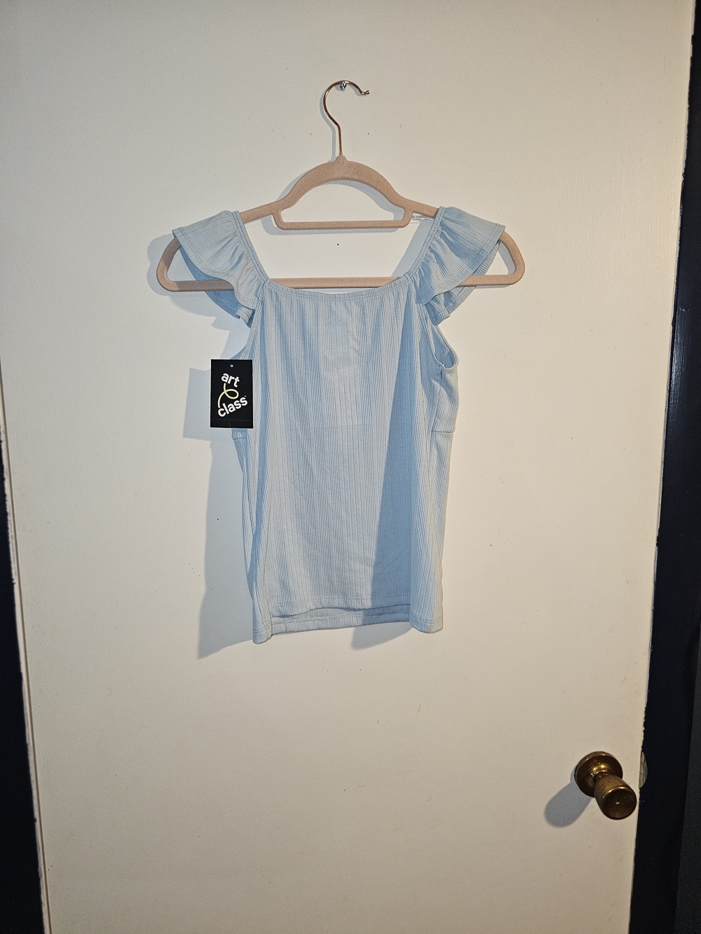 art class Pale Blue Ruffle Strap Ribbed Tank Top - Picture 2 of 5